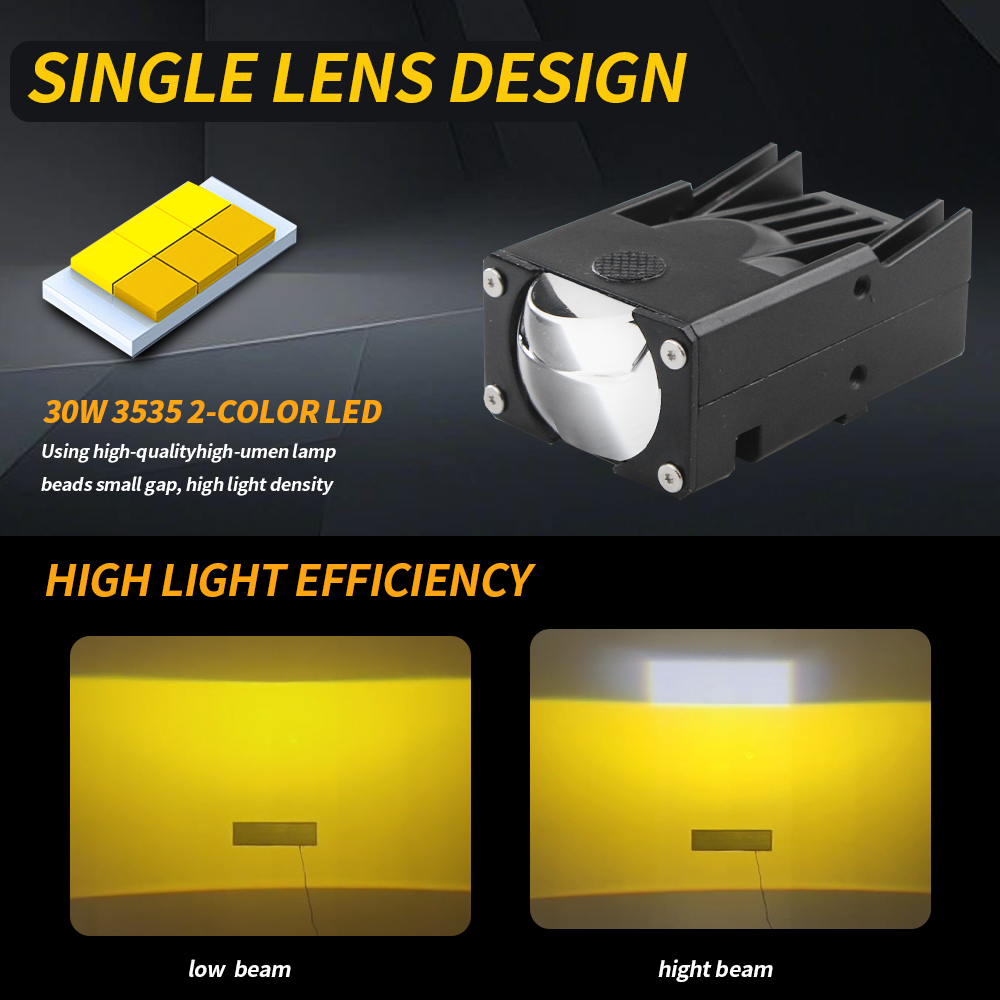 2 Super Beam H4 Mini LED Projector Lens Bulb