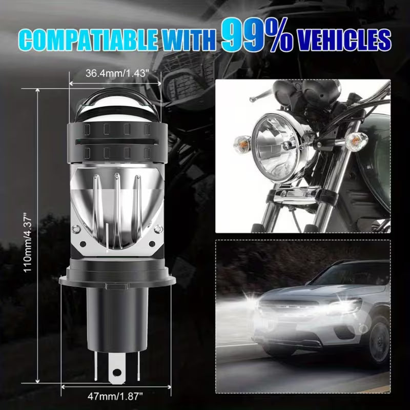 1pc Super Beam H4 Mini Projector Lens Bulb Bikes